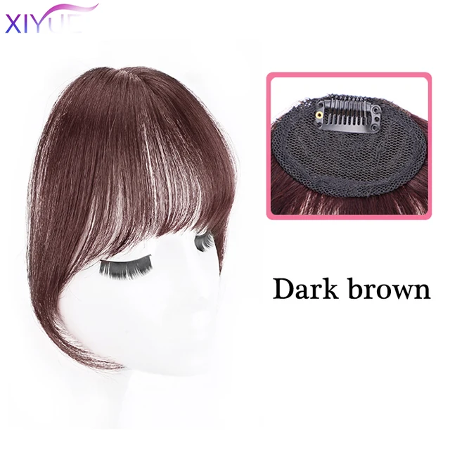 Black/Light Brown Clip In Hair Bangs Hairpiece Accessories Synthetic Fake Bangs Clip In Hair Extensions Clip In Hair Pieces JZFS-2-33