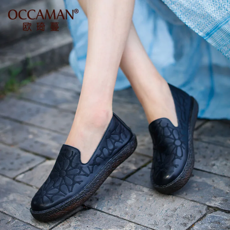 

Fashion Spring Antumn Dress Style Platform Flats Vintage Embroidery Soft Pigskin Insole Casual Shoes 16116