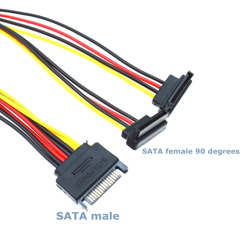 0.2m SATA 15pin Straight Elbow Male to SATA SSD IDE 4Pin Female Power Adapter Cable Description Image.This Product Can Be Found With The Tag Names Computer Cables Connecting, Computer Peripherals, PC Hardware Cables Adapters