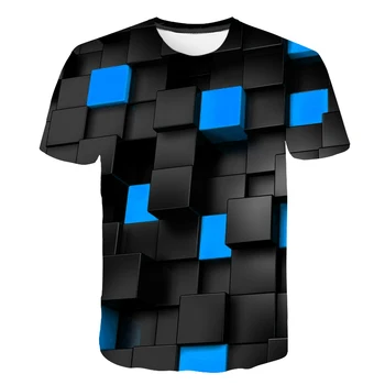 

2019 New Brand Plaid T shirts Men Geometric Tshirt Homme Stripes Tshirts Casual Vortex T shirt 3d Colorful Print Mens Clothing
