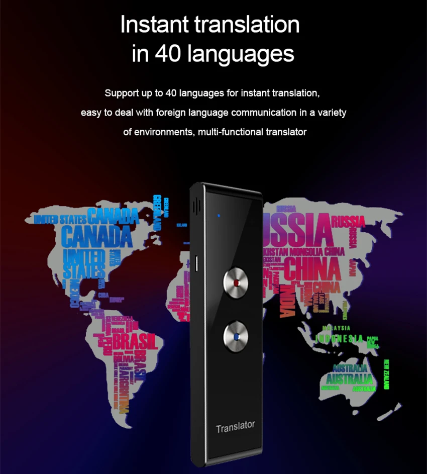 Портативный Умный голосовой переводчик в режиме реального времени многоязычный речевой интерактивный переводчик 3 в 1 голосовой текст Bluetooth переводчик