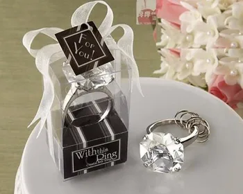 

10pcs/lot Wedding diamond decoration ring shape keychain Key accessories wedding favors and gifts Wedding Gifts For Guests