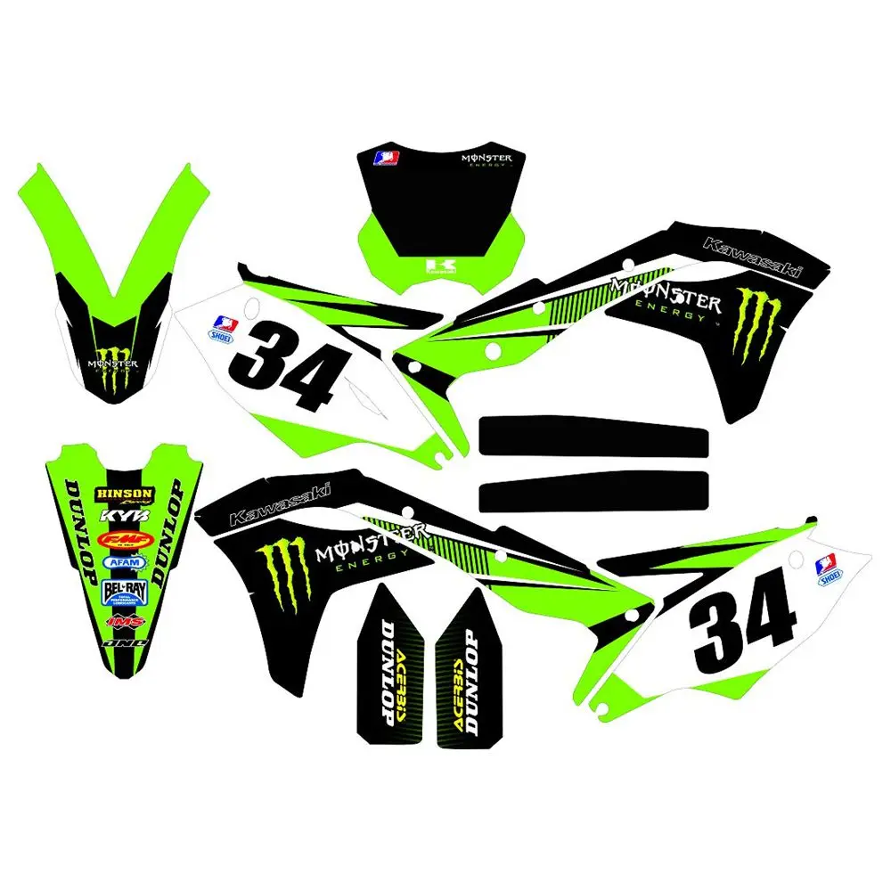 

Ghost Claw Full Graphics Decals Stickers Custom Number Name 3M Bright Matte Stickers Waterproof For Kawasaki KXF250F 2016-2018