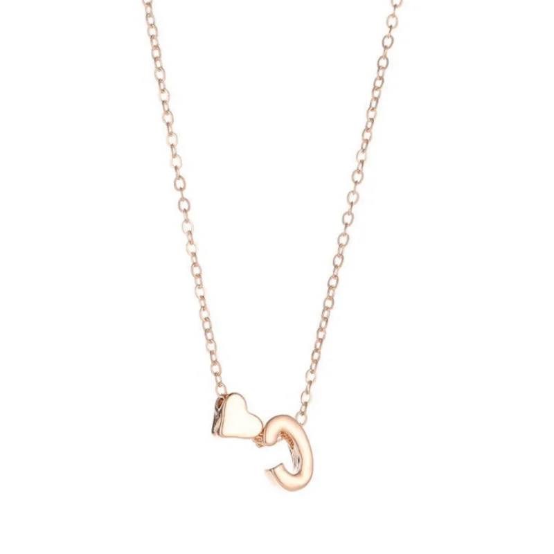 1PC Tiny Heart Dainty Initial Necklace KC Gold Color Letter A-Z Name Choker Necklace For Women Pendant Jewelry Gift