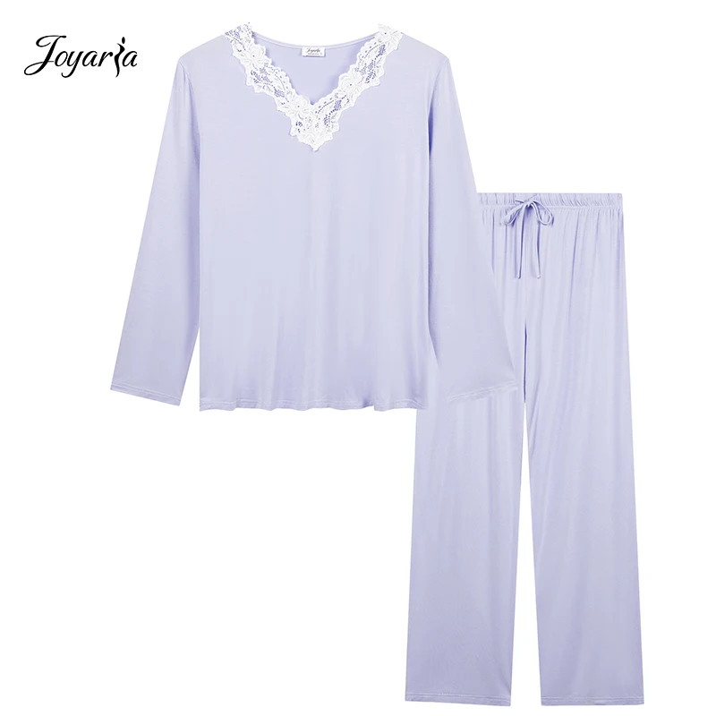 Joyaria Women's Bamboo Pajama Set – Short Sleeve & Jogger Pants, Soft Loungewear
