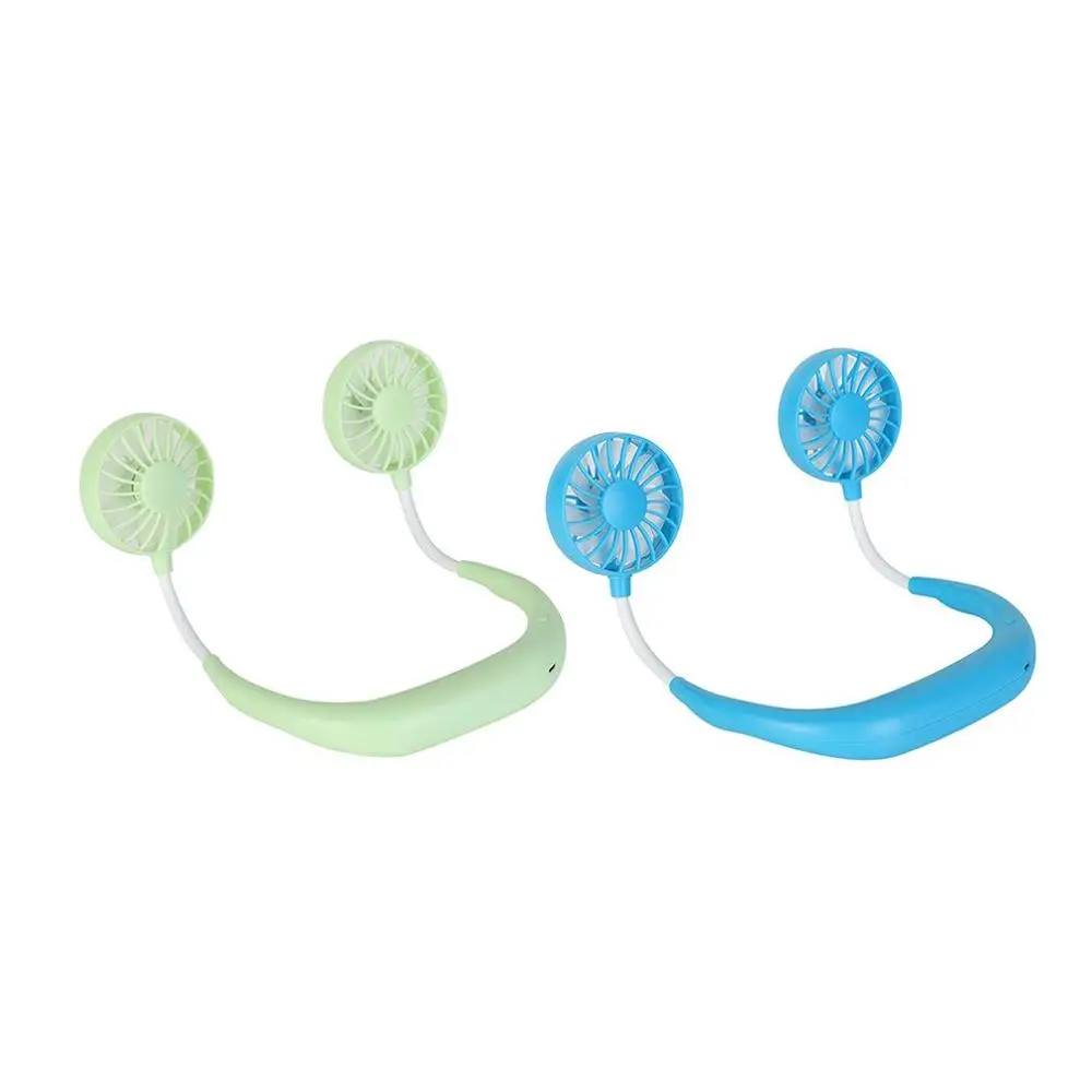 Green USB с двумя головками вентилятор с завязками на шее охладитель воздуха небольшой Размеры вентилятор портативный вентилятор кондиционер электрические радиаторы - Цвет: Green