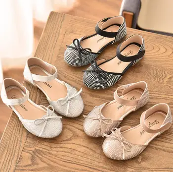 

New Spring Sandals for Girls Summer Children Kids Baby Bowknot Crystal Princess Sandals Wedding Shoes Girls Performacnce Shoes