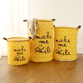 

Basket Hamper Bag Foldable with Waterproof PE Coating Large Toy Storage Basket Box Washing Clothes Box YB090M87