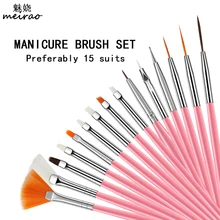 15 шт./компл. инструменты для ногтей кисть для нанесения точек, рисования ручка Нейл-арт кисть гель щетки для полировки инструмент гель карандаш для рисования