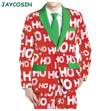 JAYCOSIN мужские свадебные костюмы зима красный Рождественский принт мужская одежда Модный повседневный блейзер с длинным рукавом куртки пальто 1108