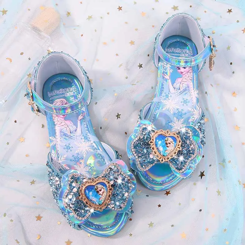 Sandalias de Frozen para niña y bebé, zapatos planos de cristal con a la moda, de verano| | - AliExpress
