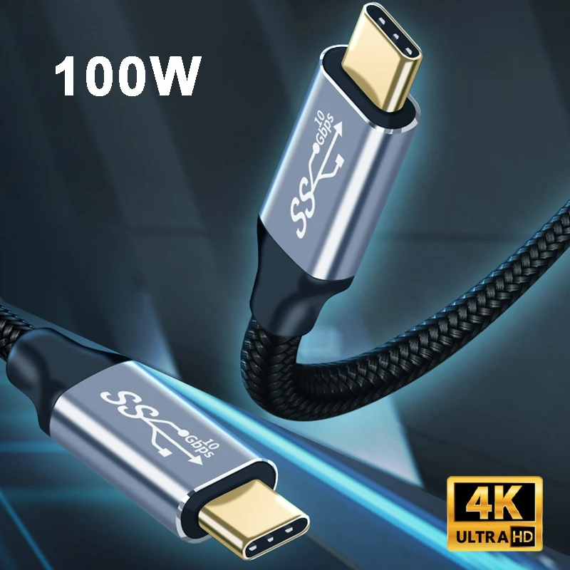 Кабель типа C 5A, 4K, 60 Гц, USB 3.1 Gen 2, 10 Гбит/с, кабель для передачи данных для Macbook Air, iPad, SAMSUNG Note 20 Ultra S20+ 1+8T QC4.0+ 3,0 PPS, 100 Вт