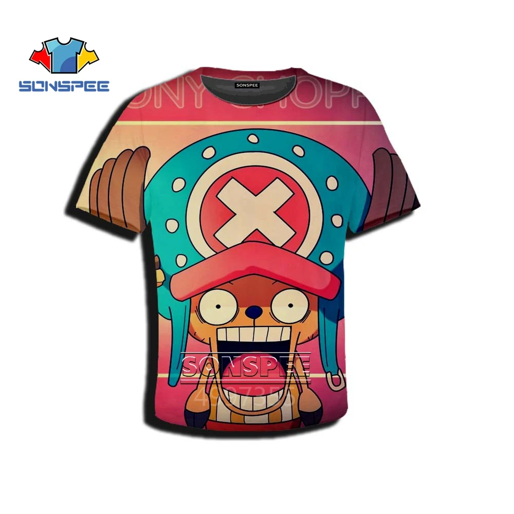 SONSPEE One Piece Брук Харадзюку уличная одежда для маленьких мальчиков и девочек модная футболка аниме Повседневное мультфильм 3D топ с принтом футболки для детей A519