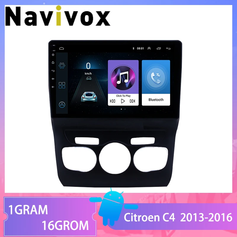 

Navivox 10.1 inch HD touchscreen Android 8.1 GPS Navigation System Bluetooth Radio for 2013 2014 2015 2016 Citroen C4 SWC
