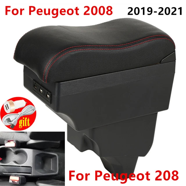 Für Peugeot 2008 Armlehne box Für Peugeot 208 2019 2020 2021 Retrofit teile  Innen Lagerung box Auto zubehör USB LED - AliExpress
