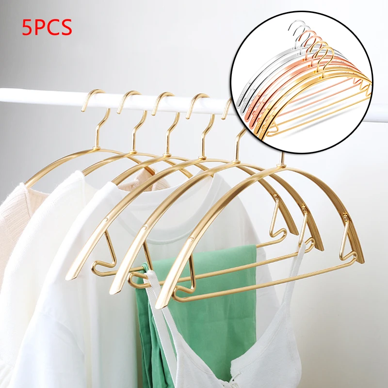 5pcs Nordic Clothes Hanger Gold Container Rack Wardrobe Storage Home  Organizer Space Saving for Coats Pants Dresses Towel Drying