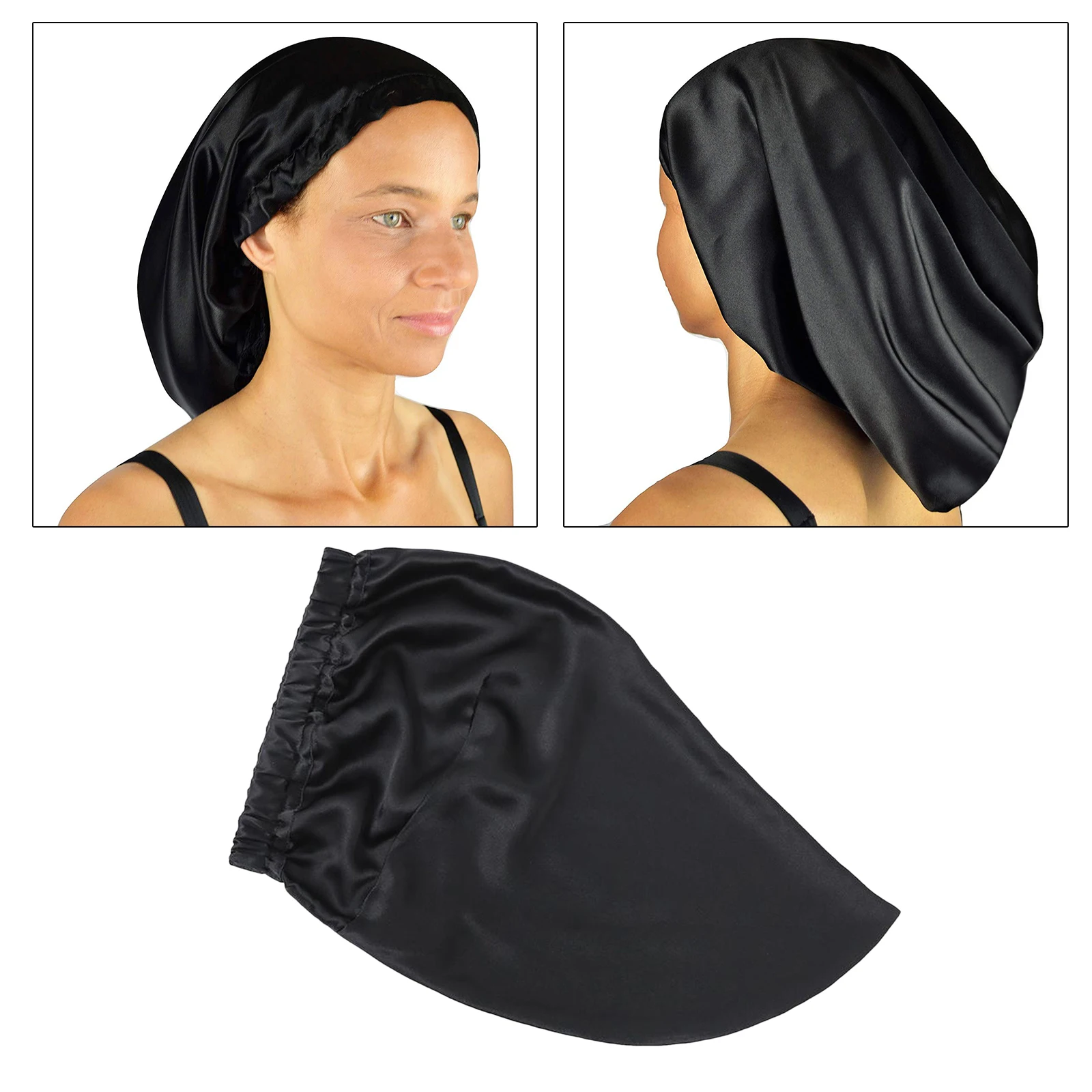 Solid Silk Bonnet Hair Styling Cap Long Hair Care Women Night Sleep Hat Head Wrap Shower Cap Hair Styling Tools