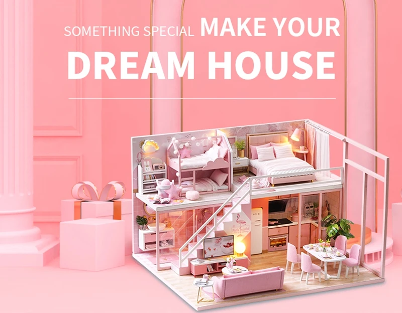 DIY DollHouse with Dust Cover Doll House Miniature Dollhouse Furniture Toys for Children New Year Christmas Gift Casa tc2