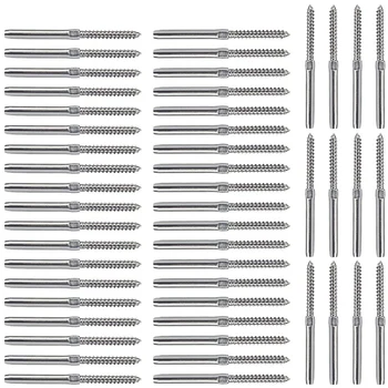 

25 Pairs Lag Screws Left & Right for 1/8 Inch Cable Railing T316 Stainless Steel Stair Deck Railing Wood Post Balusters