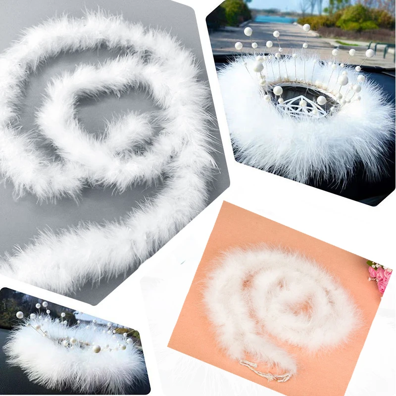 Guirlande de ruban en plumes naturelles blanches, 2M, pour arbre de noël,  accessoires de mariage, bandes en peluche