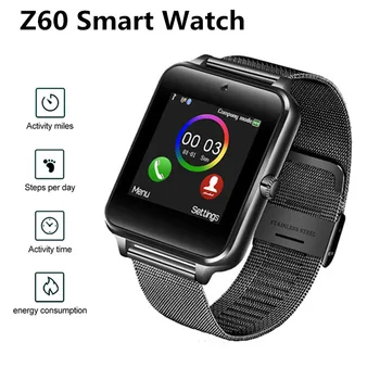 

Smart Band Z60 Camera SIM TF Card Bluetooth Metal Strap Audio and Video Sedentary Reminder Men Watches PK band 4 W26 DZ09 V8