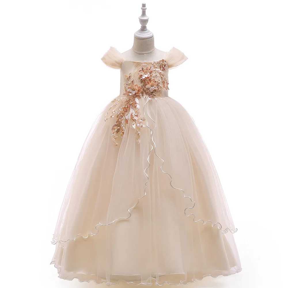 Платье для девочек; Детские вечерние платья принцессы с открытыми плечами; сетчатый Детский костюм на свадьбу; платья для девочек на день рождения и свадьбу - Цвет: 03