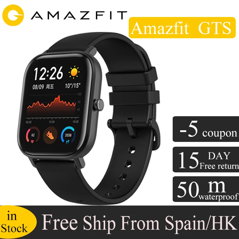 

Global Version Huami Amazfit GTS Smart Watch GPS 5ATM Waterproof Smartwatch Health Heart Rate AMOLED 12 Sports for xiaomi IOS