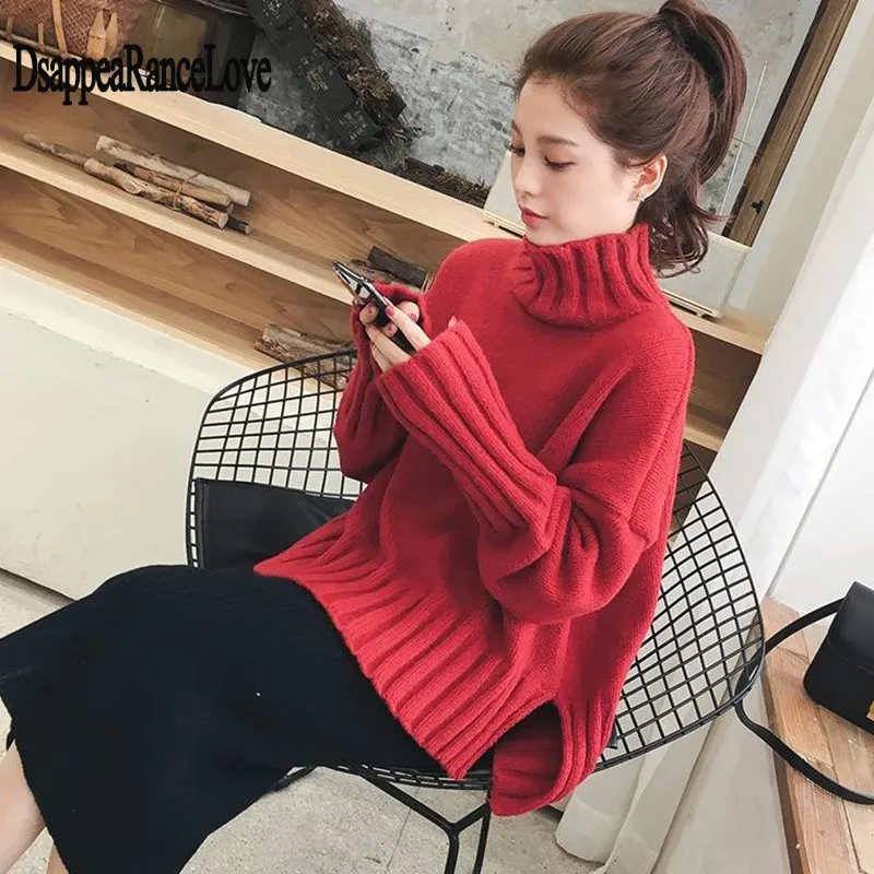 

Women Turtleneck Sweaters Autumn Winter 2019 Pull Jumpers European Casual Warm Sweaters Female oversized sweater Pull