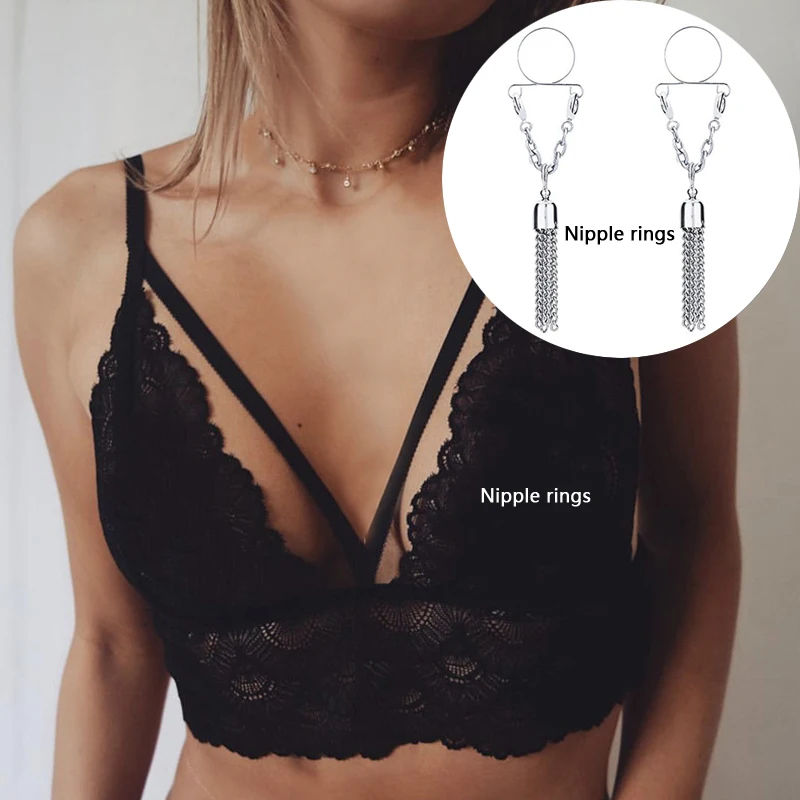 

1Pair Non pierced Clip On Nipple Ring Piercing Nipple Jewelry Fake Nipple Shield Bohemian Tassel Dangle Body Jewelry Accessories