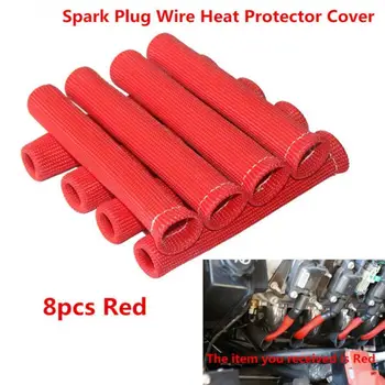 

8 Pieces Of high Temperature Car Spark Plug Wire Protective Shield Color Heat Cover Titanium Red Black H7H2