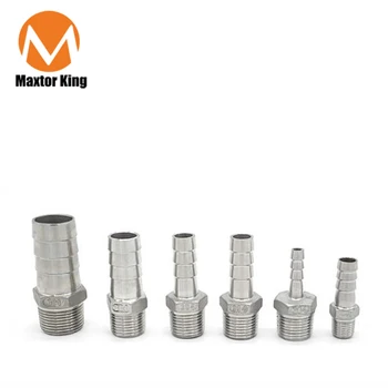 

MK 304 Stainless Steel Male BSP 1/8" 1/2" 1/4" 3/4" Thread Pipe Fitting Barb Hose Tail Connector 6mm to 25mm Tools Accessory