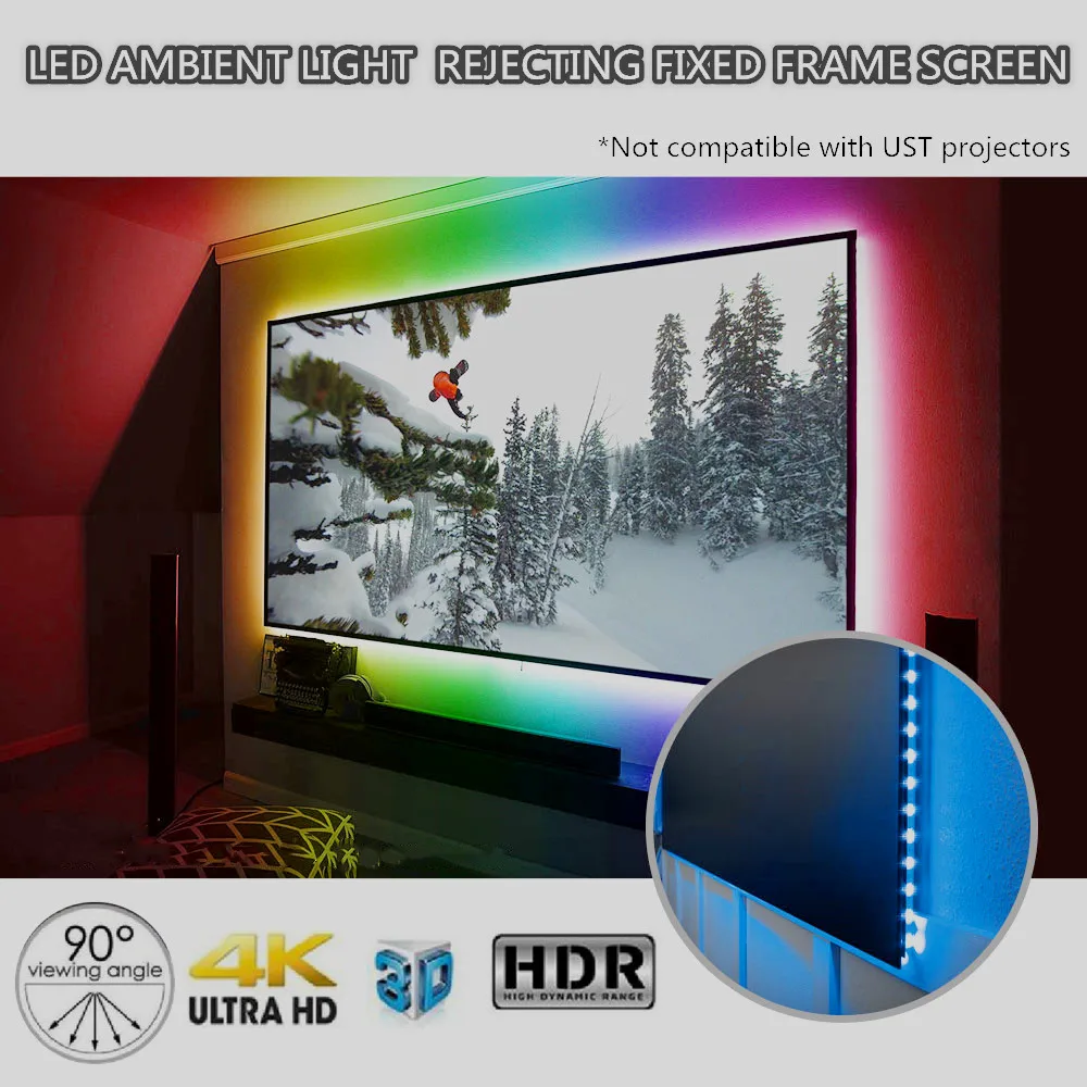 Trinovisuals 16:9 HDTV 4K/8K Ultra HDR 3D светодиодный светильник отклоняющий нанократный экран с