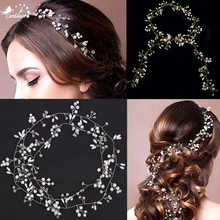 Carddoor Handmade Pearl Women Headbands Hair Belt Bridal Hair Ornaments Gift Rhinestone Wedding Hair Accessories 35/50/100cm