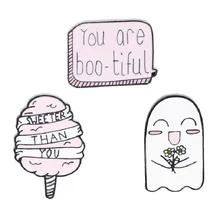 Fashion New Style Japanese-style Cartoon Cute Ghost Ice Cream You Are bootiful Versatile Badge Brooch