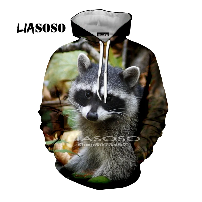 Liasoso, новая мода, для мужчин и женщин, 3D принт, животное, худи с енотом, пуловер, мультфильм, толстовка, толстовка, повседневная куртка на молнии, забавное пальто