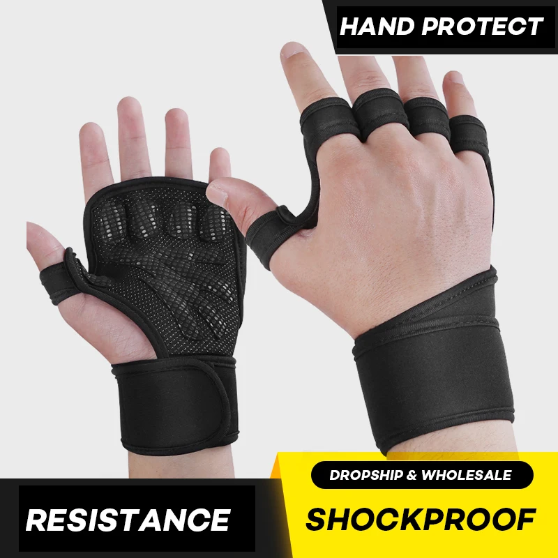 Crossfit Gloves Hand Grip Wrist Wraps Leather Palm Protector WOD Gym Men Women 