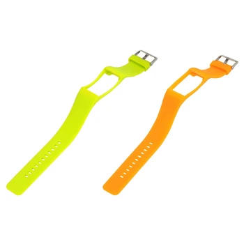 

2pcs Silicone Watchband Wristband Silicone Wriststrap for Polar Fitness Tracker - Green & Orange