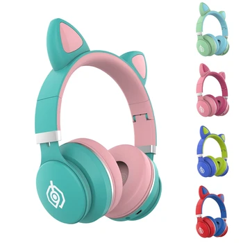 

Bluetooth 5.0 Cat Ear Headphones LED Light Up Noise Cancelling Adults Kids Girl Headset Support TF Card