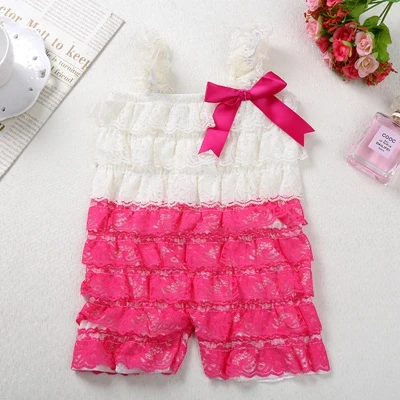 Baby Lace Rompers Newborn lucky Clothes Birthday photography Girls child Romper Baby Petti Lace Christmas Clothing Infant Party - Цвет: hot red