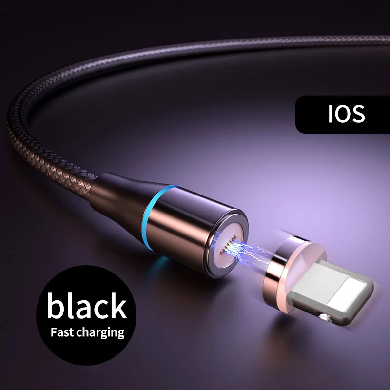 Black For Iphone Магнитный кабель Snodesound для быстрой зарядки iPhone XR Micro Usb type-C, кабель для быстрой зарядки samsung, шнур для передачи данных - Цвет: Black For Iphone