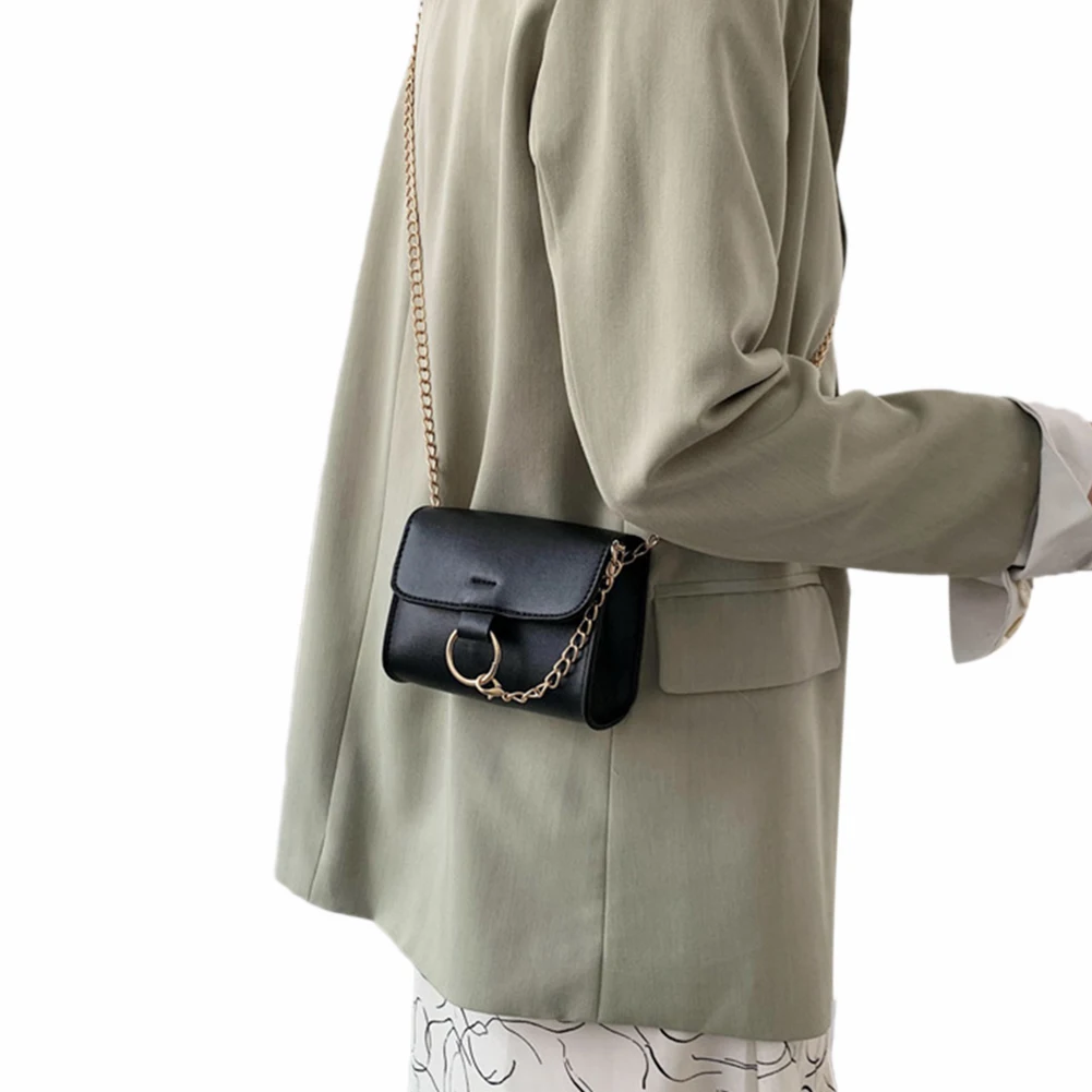 

AA Ladies Flip Design Metal Crossbody Bag Women Wear-resistant Chain Bags Rectangle Shape Solid Color Chain Shoulder Bag