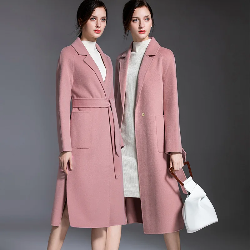 Elifashion новое осеннее и зимнее двустороннее шерстяное пальто для женщин средней