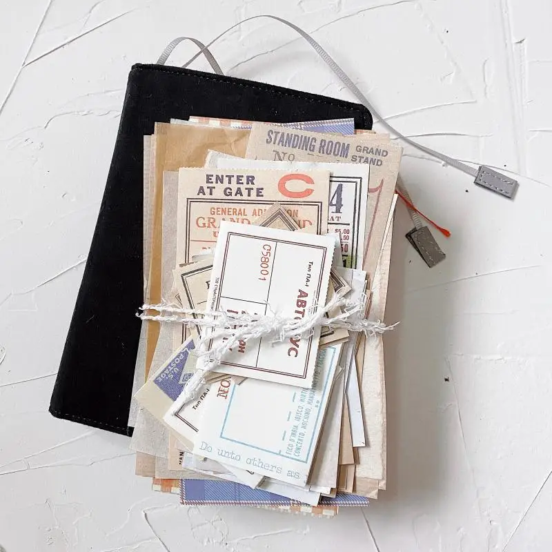 

36PCS Vintage Travel Ticket Retro Mixed Material Decorative Daily Planner Label Photo Album DIY Scrapbooking Stickers Stationery