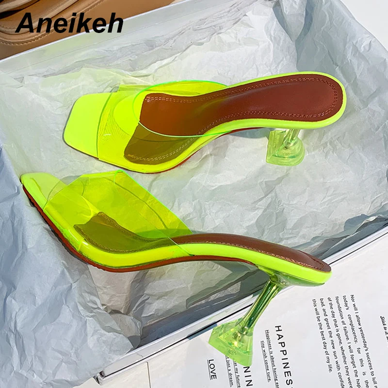Женские пляжные шлепанцы Aneikeh из ПВХ Модные женские сандалии на каблуке с