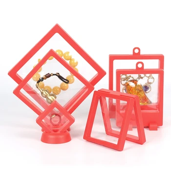 

Wholesale Jewelry Ring Pendant Display Stand Holder Packaging Box Protect Jewellery Stone Floating Case 100pcs