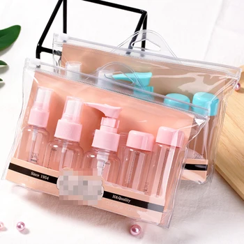 

Portable Spray Refillable Bottles Kit Face Cream Lotion Makeup Liquid Soap Plastic Container Atomizer Travel Refill Bottles