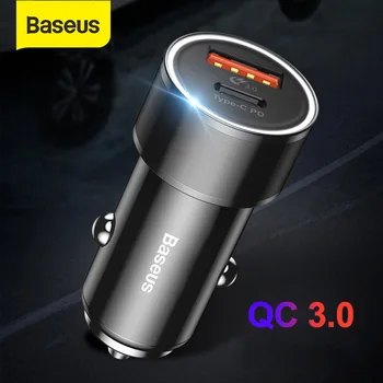

Baseus 36W Quick Charge 3.0 Car Charger For iPhone QC 3.0 USB Type-C PD Fast Charging Mobile Phone Quick Charger Car-Charger