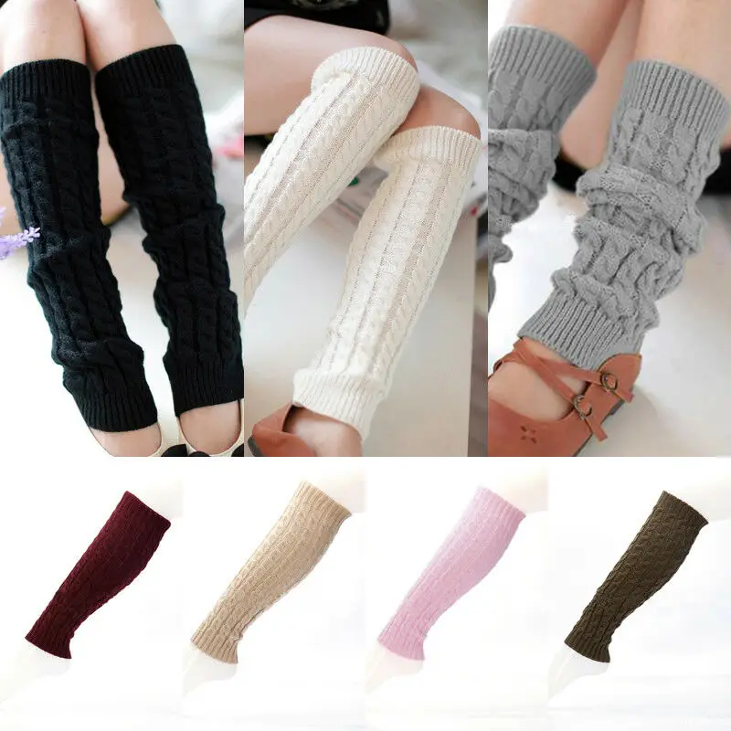 

Hot Fashion Leg Warmers Women Warm Knee High Winter Knit Solid Crochet Leg Warmer Socks Warm Boot Cuffs Beenwarmers Long Socks