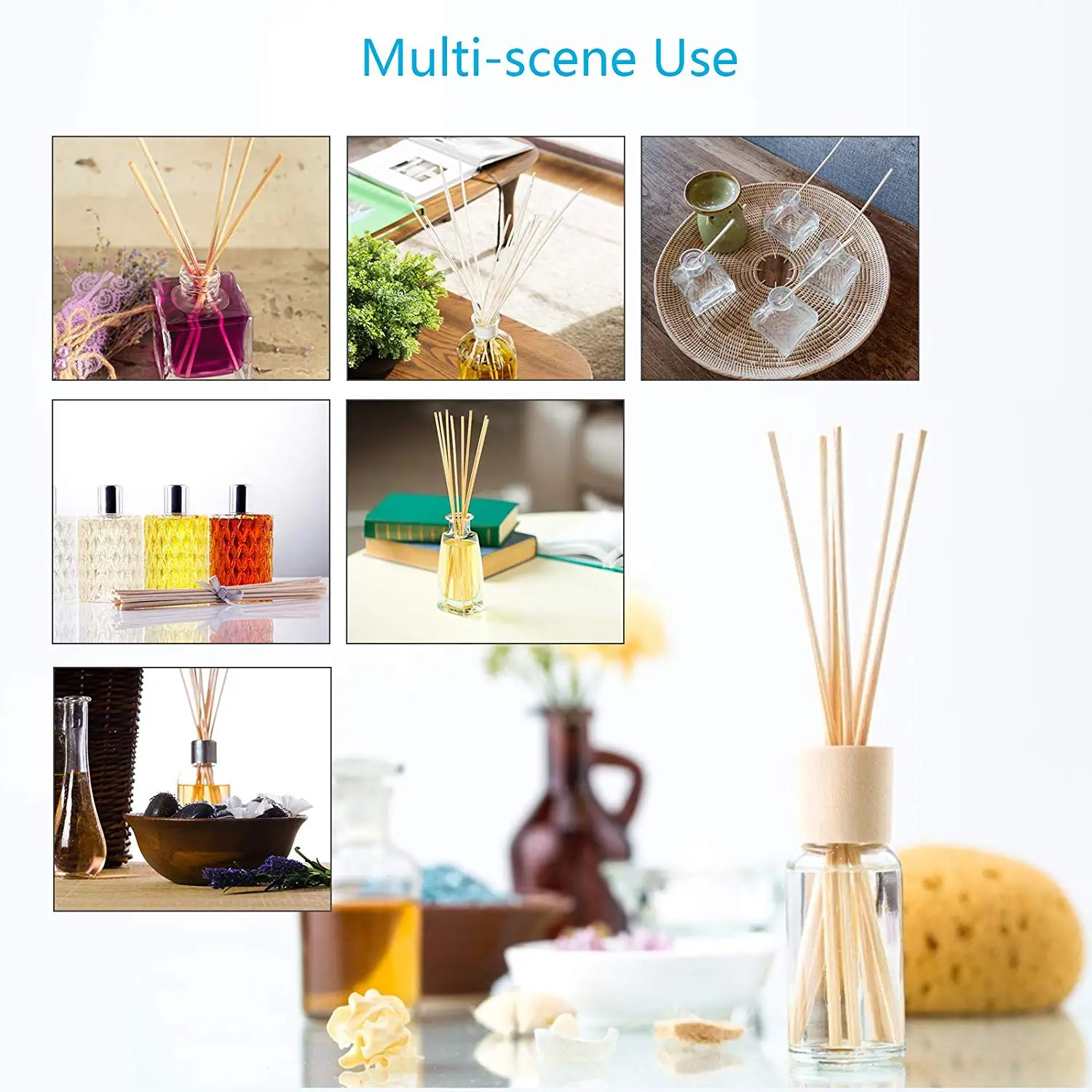 METABLE 200pcs Home Diffuser Stick Natural Rattan Replacement Reed Essential Oil Aroma Fragrance Diffuser for Home Kitchen
