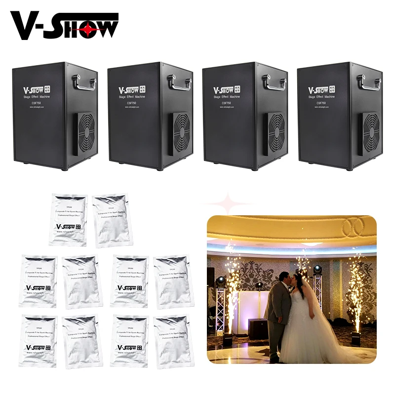 4pcs Cold Spark Fireworks Machine And 10 Bags Ti Powder Dmx Remote Control 750W Fountain Sparkular For Wedding Events | Лампы и